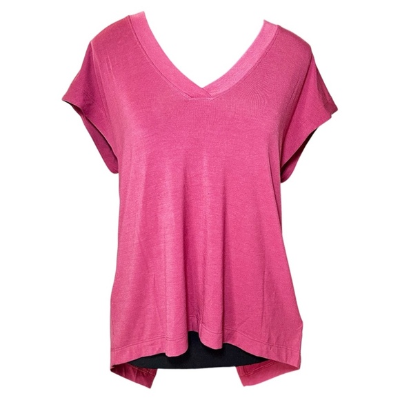 Athleta Women's V Neck Burgundy Top, Split Back, Cross-back, Size Small EUC - Picture 1 of 4